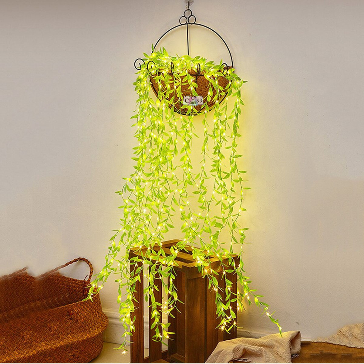 Matera colgante Tira De Hojas Artificial